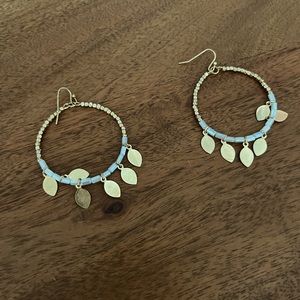 Hoop hanging earrings with beautiful leaf detail